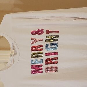 Cynthia Rowley White Sweatshirt with Multicolor Sequin Letters